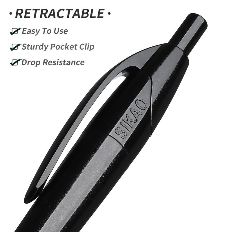 Sikao Pens Bulk, 60 Pack Black Gripped Slimster Ballpoint Pens Black Ink 1.0mm Medium Point Smooth Writing, Click Pens with Comfort Grip for Teachers, Students, Servers, School & Office Use - Image 4