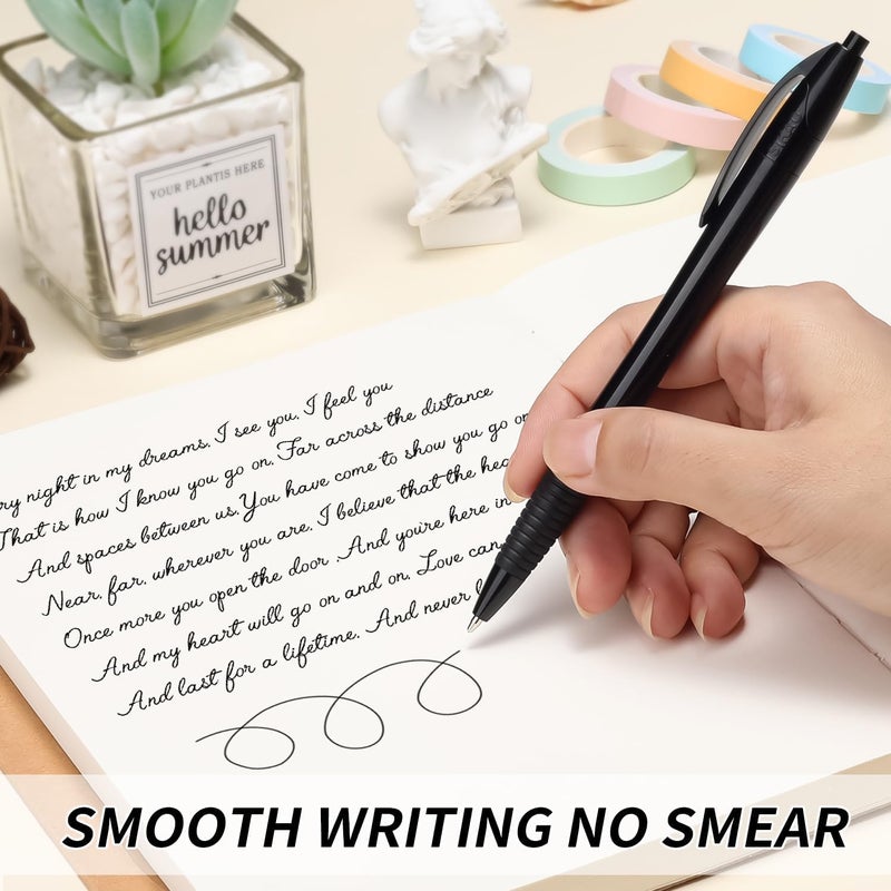 Sikao Pens Bulk, 60 Pack Black Gripped Slimster Ballpoint Pens Black Ink 1.0mm Medium Point Smooth Writing, Click Pens with Comfort Grip for Teachers, Students, Servers, School & Office Use - Image 5