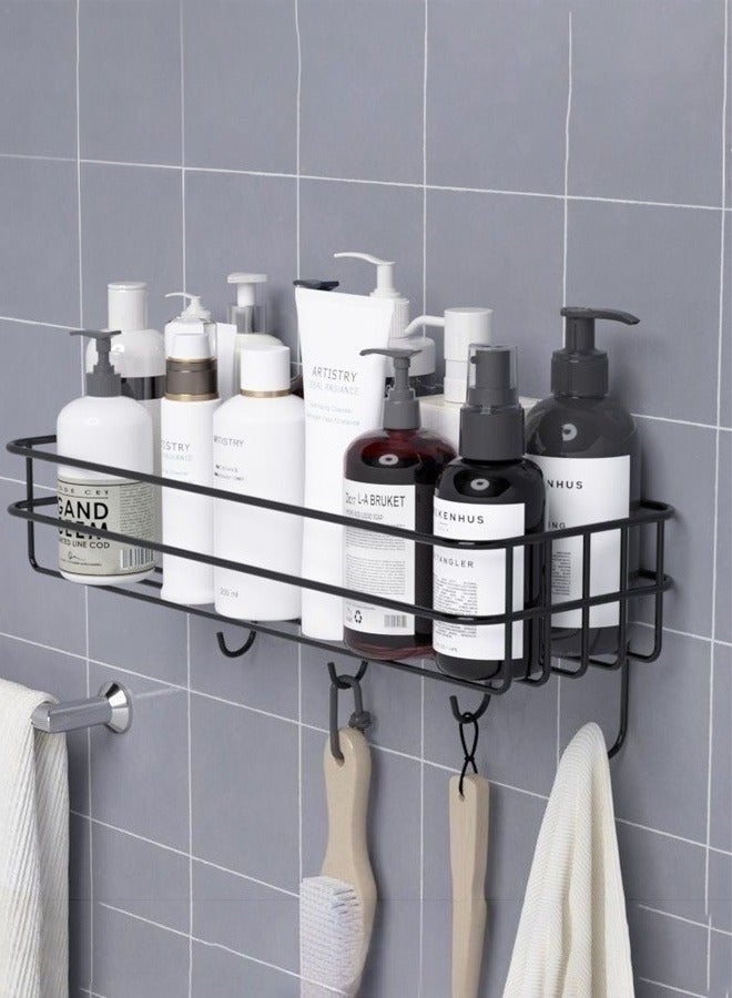 2 حزمة الحد الأدنى الأسود دش كادي، رف الحمام، رف تخزين الحمام، لا حفر مقاوم للصدأ الرفوف دش اللاصقة الذاتية - Image 1