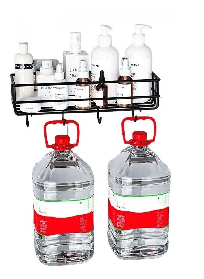 2 حزمة الحد الأدنى الأسود دش كادي، رف الحمام، رف تخزين الحمام، لا حفر مقاوم للصدأ الرفوف دش اللاصقة الذاتية - Image 4