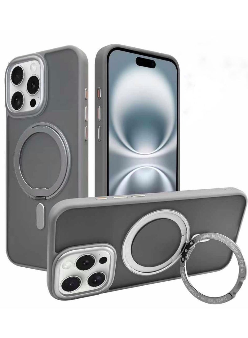 umbrella iPhone 16 MagSafe Case with Magnetic Invisible Stand,【Full Shockproof Protection】Matte Back Phone Cover with Magnet Kickstand for Apple 16  (2024)(gray)  - Image 1