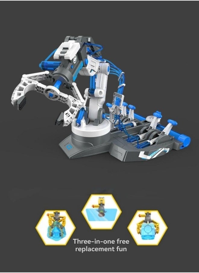Science experiment toy set children's science and education 3 in 1 hydraulic mechanical arm building blocks hydraulic mechanical assembly engineering vehicle  - Image 1