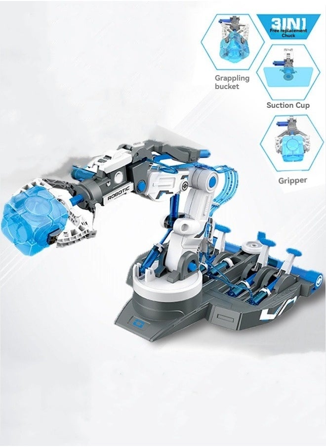 Science experiment toy set children's science and education 3 in 1 hydraulic mechanical arm building blocks hydraulic mechanical assembly engineering vehicle  - Image 2