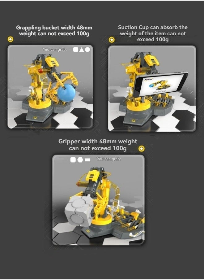 Science experiment toy set children's science and education 3 in 1 hydraulic mechanical arm building blocks hydraulic mechanical assembly engineering vehicle  - Image 3