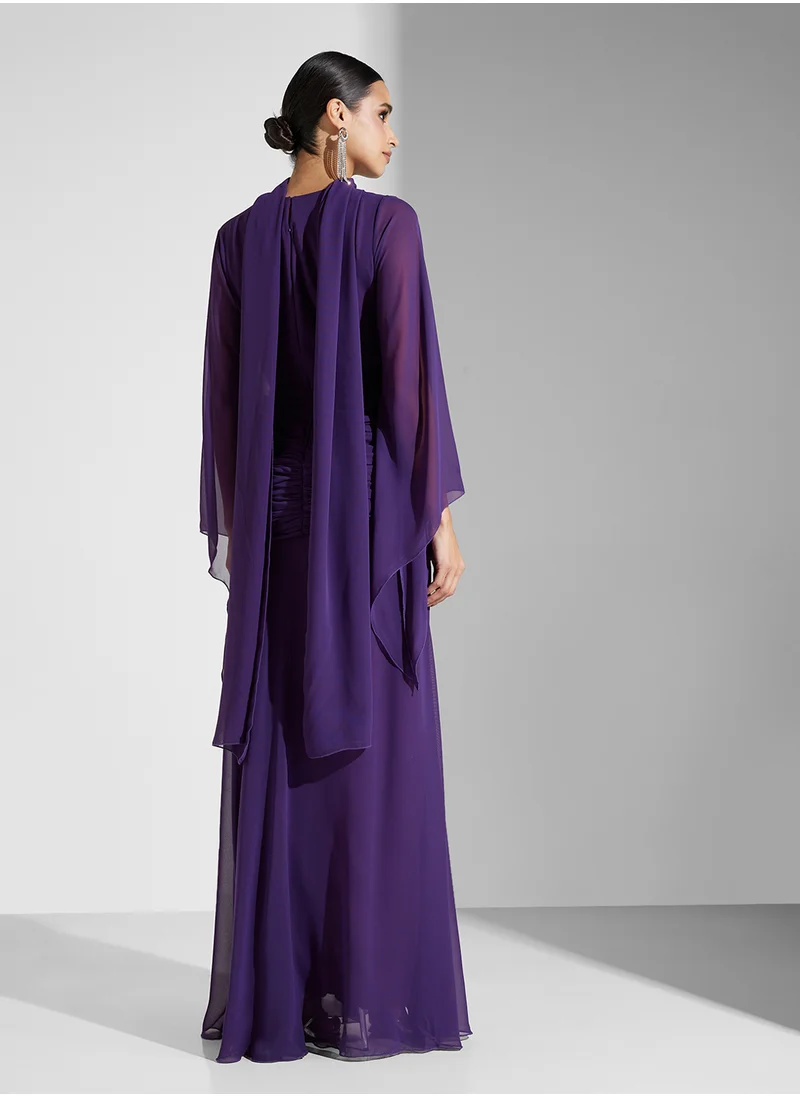 جولدن ابل TIE NECK CHIFFON MAXI DRESS