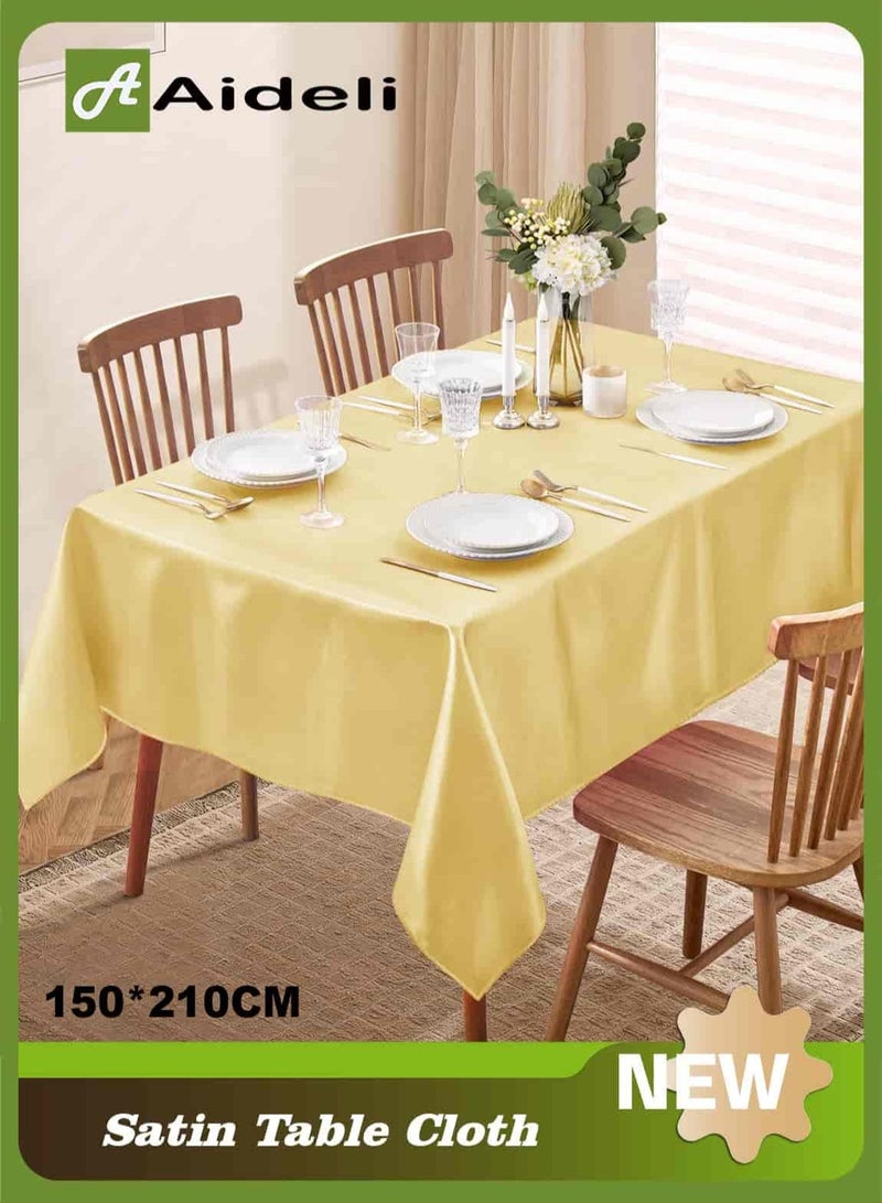 أديلي مفرش طاولة ساتان مستطيل 150×210 سم – قابل للغسل لحفلات الزفاف والعشاء والولائم وتزيين المنزل - Image 1