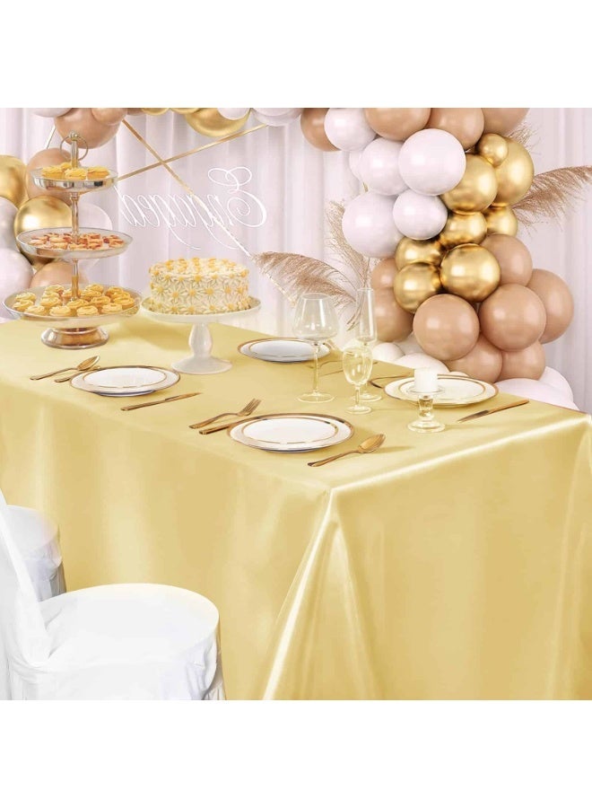 أديلي مفرش طاولة ساتان مستطيل 150×210 سم – قابل للغسل لحفلات الزفاف والعشاء والولائم وتزيين المنزل - Image 3