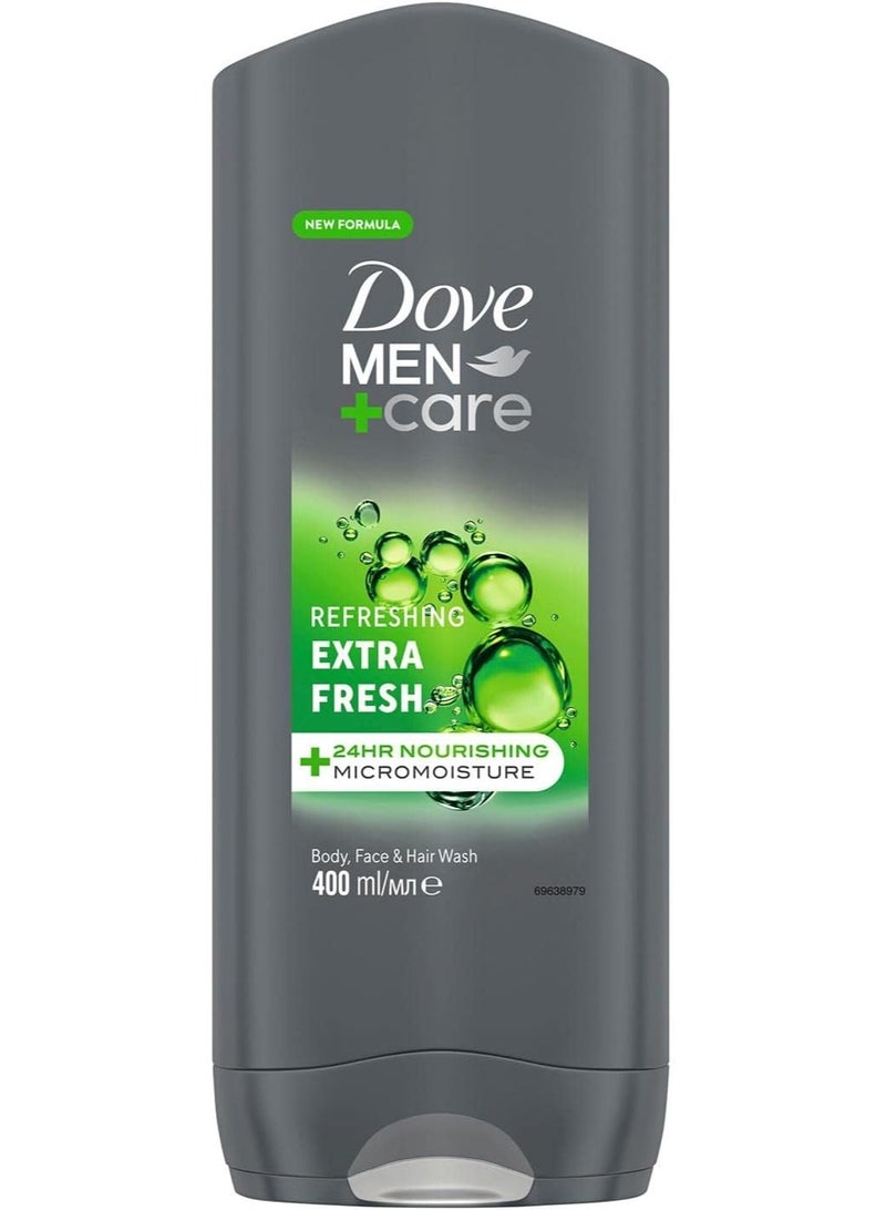 Dove Men+Care Extra Fresh Body Wash 3 x 400ml - Image 2