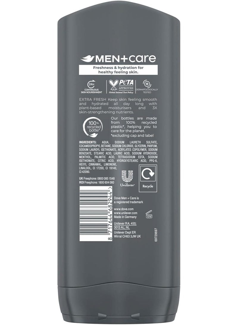 Dove Men+Care Extra Fresh Body Wash 3 x 400ml - Image 3