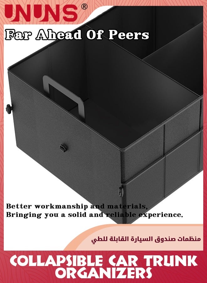 UNUNS Trunk Organizer For Car,Foldable Trunk organizer for SUVs And Sedans,Sturdy Car Organization For Car Accessories,Tools,Sundries,Black,2 Compartments,58x43x27cm - Image 4