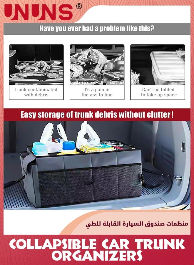 UNUNS Trunk Organizer For Car,Foldable Trunk organizer for SUVs And Sedans,Sturdy Car Organization For Car Accessories,Tools,Sundries,Black,2 Compartments,58x43x27cm - Image 5