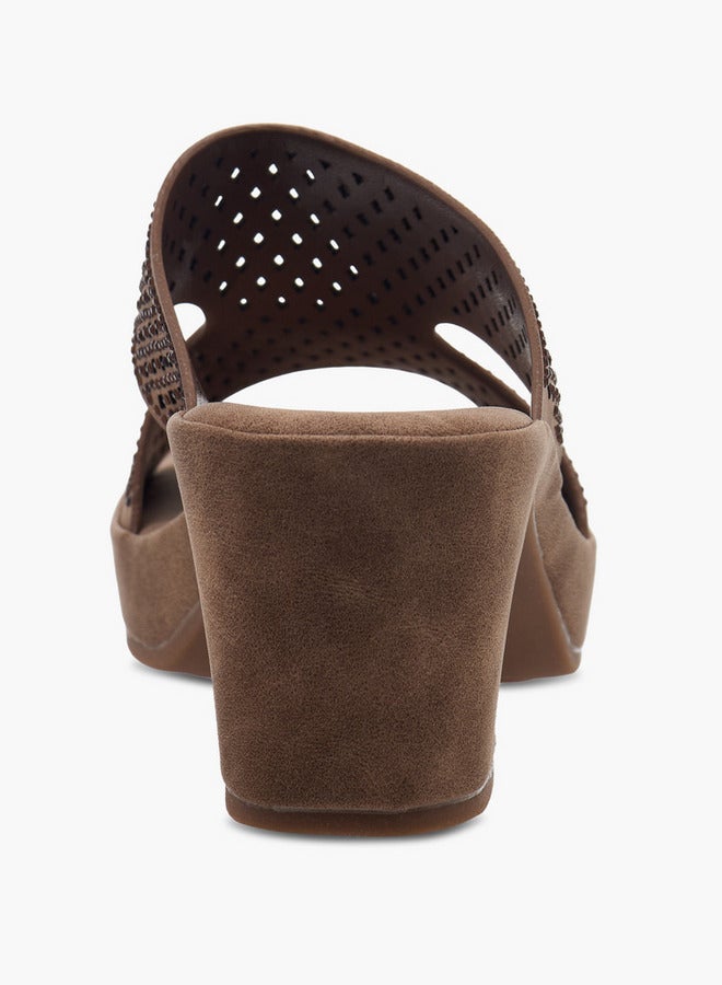 Le Confort Women's Laser Cut Detail Slip-On Sandals with Block Heels  - Image 5