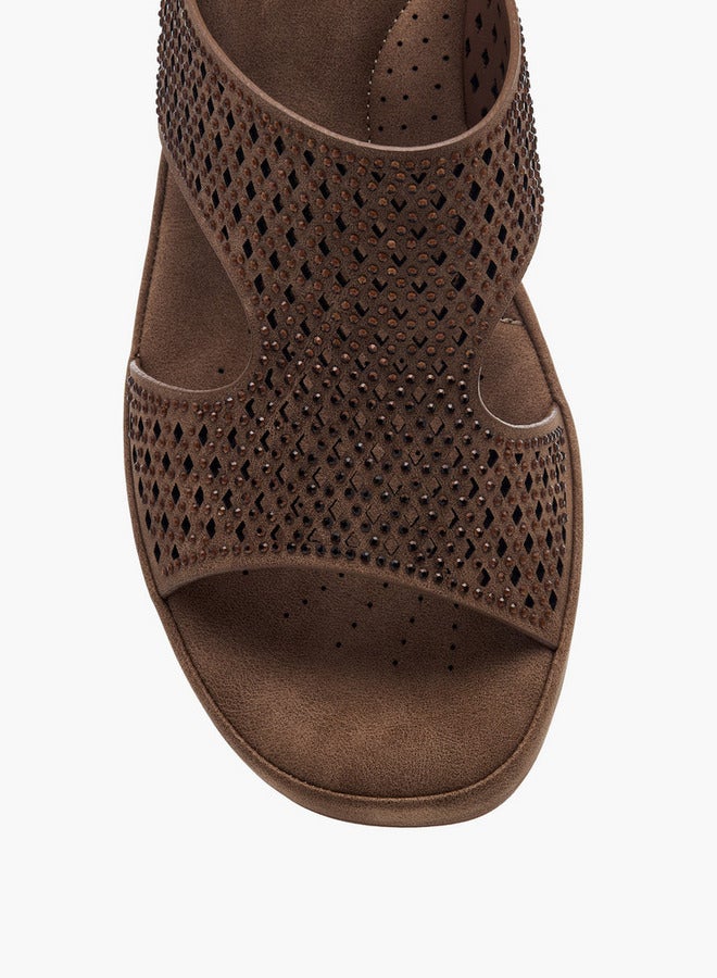 Le Confort Women's Laser Cut Detail Slip-On Sandals with Block Heels  - Image 4