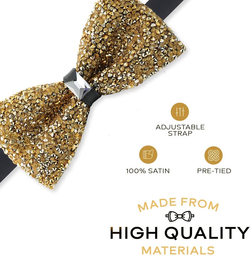 Man of Men Rhinestone Bow Ties for Men - Pre Tied Sequin Bowties Men with Adjustable Length, Jewel Bow Tie - Image 2