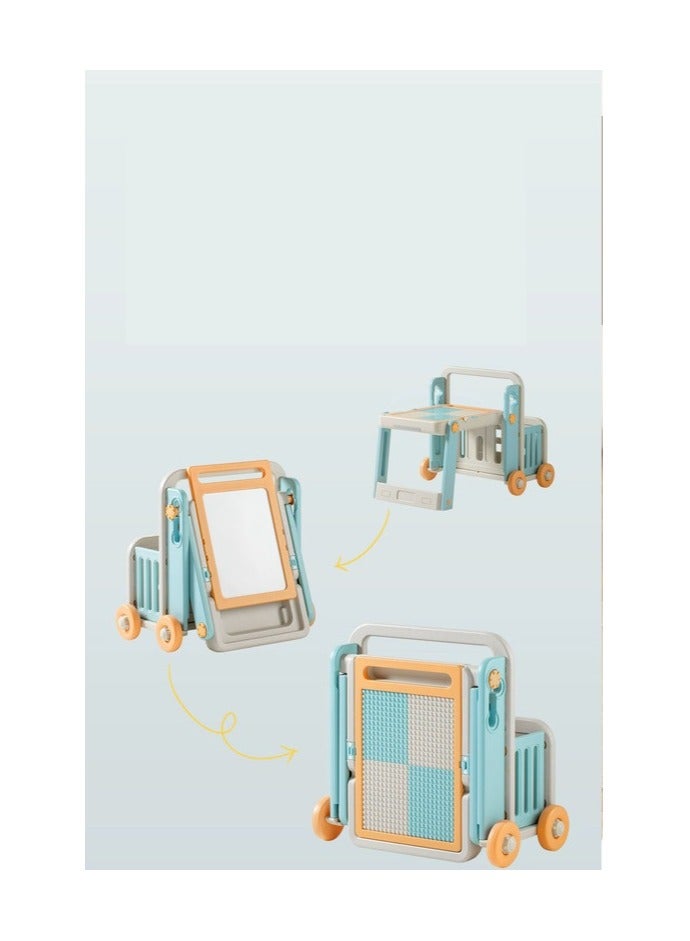 فول جوي مجموعة طاولة وكرسي للأطفال، طاولة أطفال، مكعبات تعليمية، ألعاب، تخزين، تنظيف، صغيرة الحجم، موفرة للمساحة، متعددة الوظائف، محمولة، سهلة، لعبة مكعبات، لوح مكعبات، رسم - Image 4