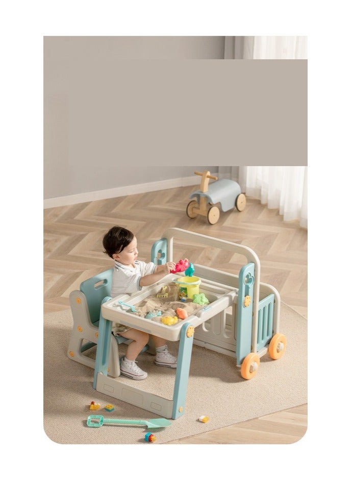 فول جوي مجموعة طاولة وكرسي للأطفال، طاولة أطفال، مكعبات تعليمية، ألعاب، تخزين، تنظيف، صغيرة الحجم، موفرة للمساحة، متعددة الوظائف، محمولة، سهلة، لعبة مكعبات، لوح مكعبات، رسم - Image 3