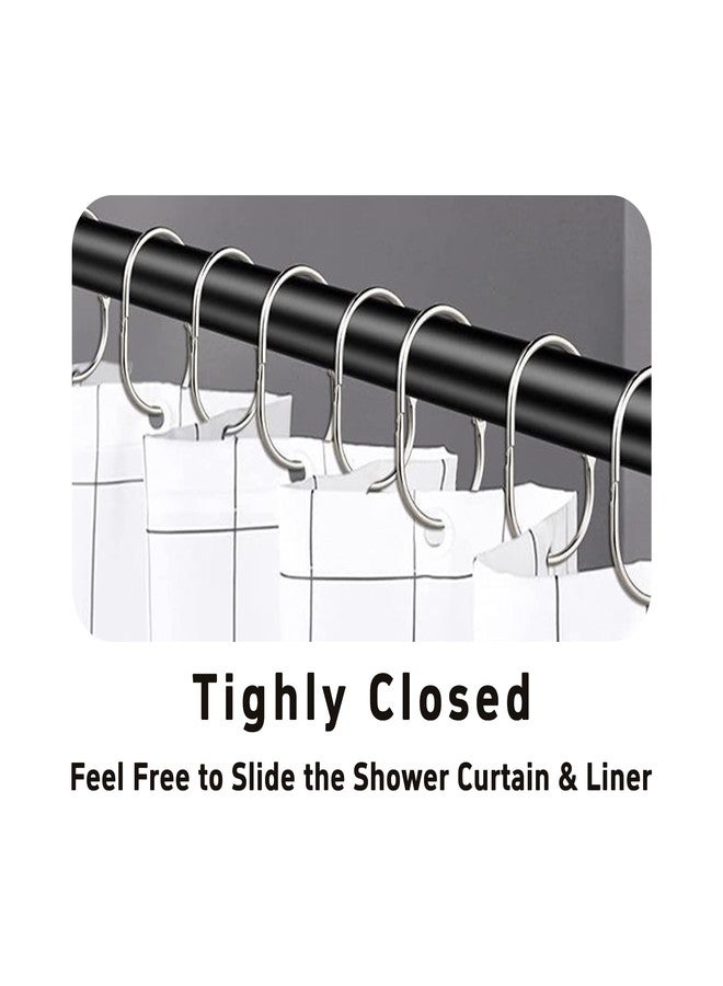 AUXBC 12PCS Shower Curtain Hooks Metal Oval Anti-Drop Shower Rings Rustproof Snap Joint Shower Curtain Hooks for Bathroom Shower Rod Glide Smooth Curtain Rings, Silver - Image 3