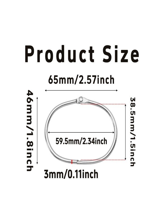 AUXBC 12PCS Shower Curtain Hooks Metal Oval Anti-Drop Shower Rings Rustproof Snap Joint Shower Curtain Hooks for Bathroom Shower Rod Glide Smooth Curtain Rings, Silver - Image 2