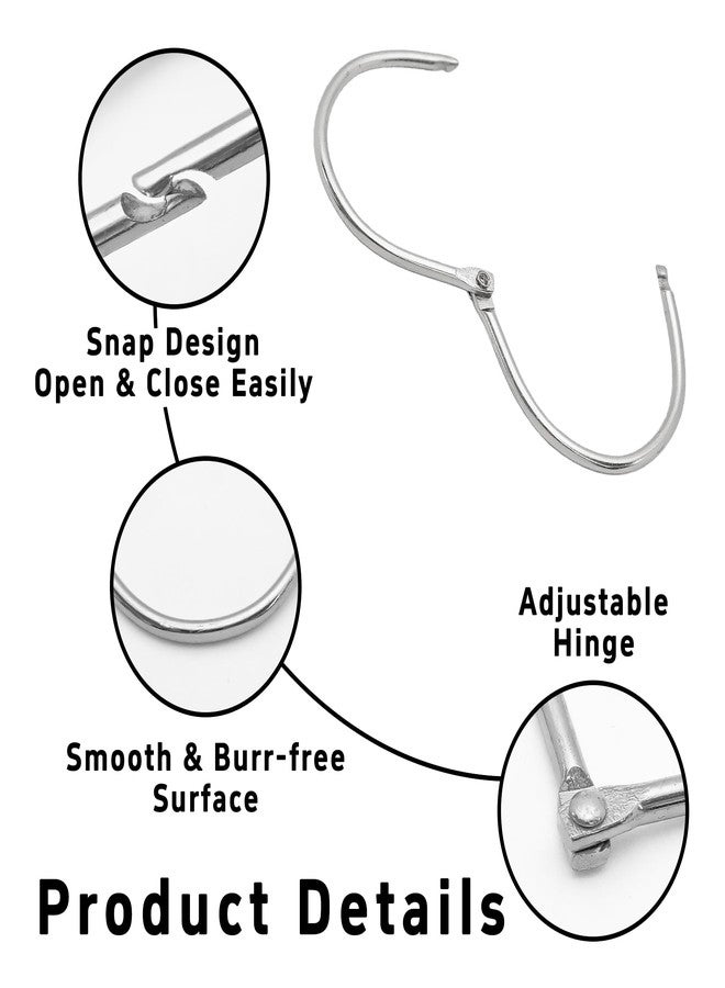 AUXBC 12PCS Shower Curtain Hooks Metal Oval Anti-Drop Shower Rings Rustproof Snap Joint Shower Curtain Hooks for Bathroom Shower Rod Glide Smooth Curtain Rings, Silver - Image 4