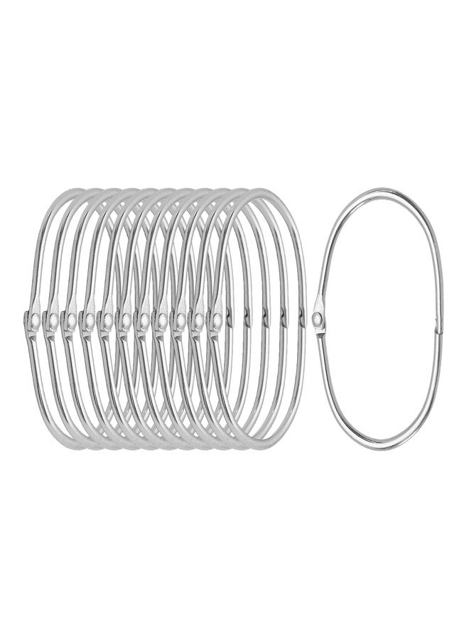 AUXBC 12PCS Shower Curtain Hooks Metal Oval Anti-Drop Shower Rings Rustproof Snap Joint Shower Curtain Hooks for Bathroom Shower Rod Glide Smooth Curtain Rings, Silver - Image 1