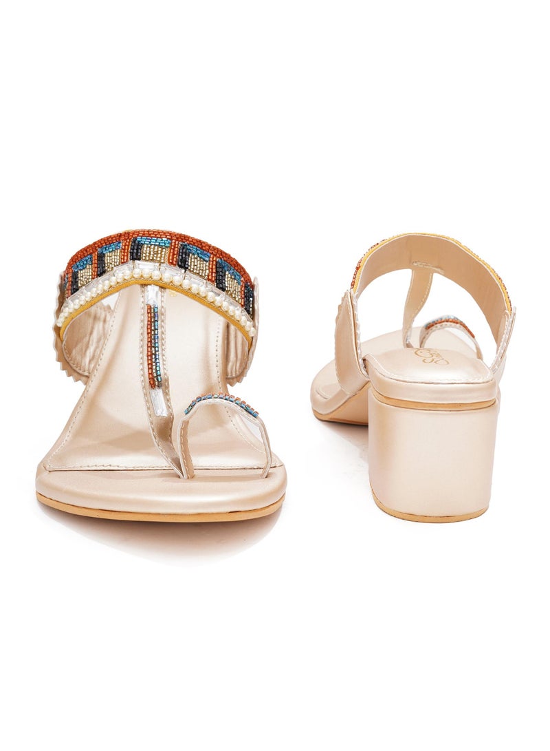 Sole House Sole House Berlin Kolapuri: Geometric Hand-Embroidered Heels with Bold Beaded Detail - perfect for parties, celebrations & special occasions.  - Image 3