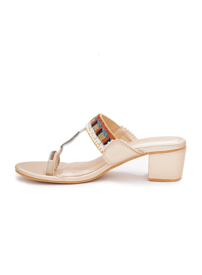 Sole House Sole House Berlin Kolapuri: Geometric Hand-Embroidered Heels with Bold Beaded Detail - perfect for parties, celebrations & special occasions.  - Image 4