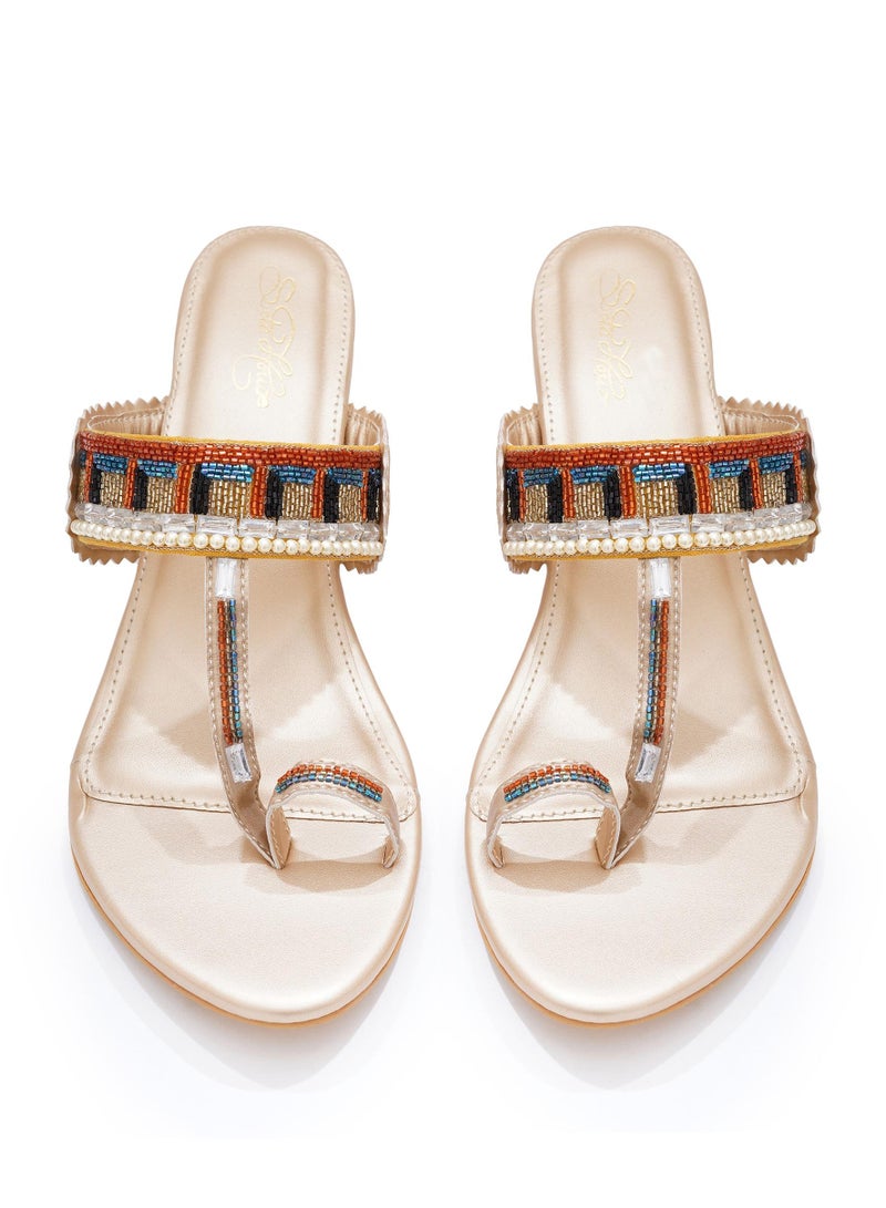 Sole House Sole House Berlin Kolapuri: Geometric Hand-Embroidered Heels with Bold Beaded Detail - perfect for parties, celebrations & special occasions.  - Image 5