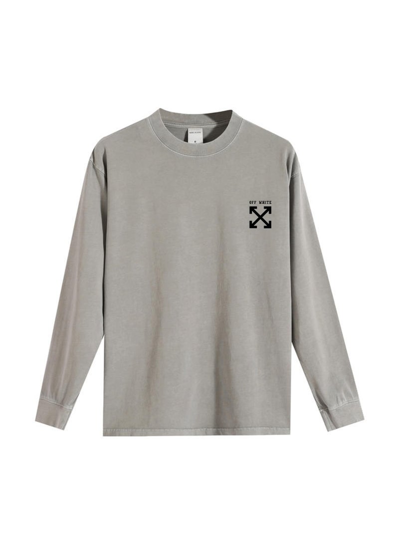 أوف-وايت OFF-WHITE Men's and women's loose cotton washed long sleeve T-shirts - Image 3