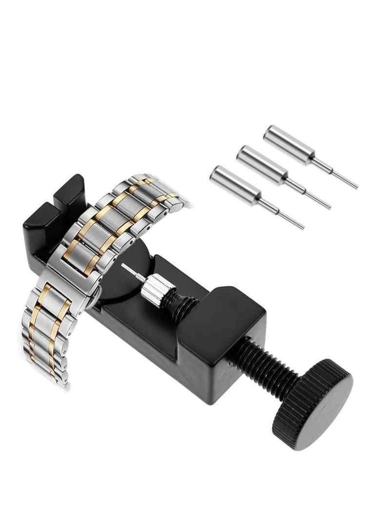قابل للتعديل الفولاذ المقاوم للصدأ حزام معدن ربط دبوس مفكك إصلاح أداة إزالة عدة ، مناسبة لأنّ ساعة صاحب مصنع مع 3 دبابيس إضافية ( أسود ) - Image 1