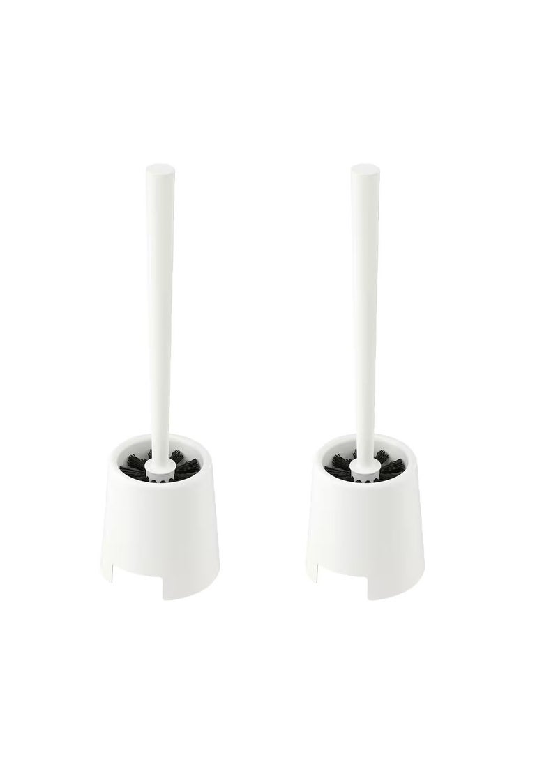Generic 2 Piece Toilet Bowl Brush Cleaner With Holder White Polypropylene  - Image 1