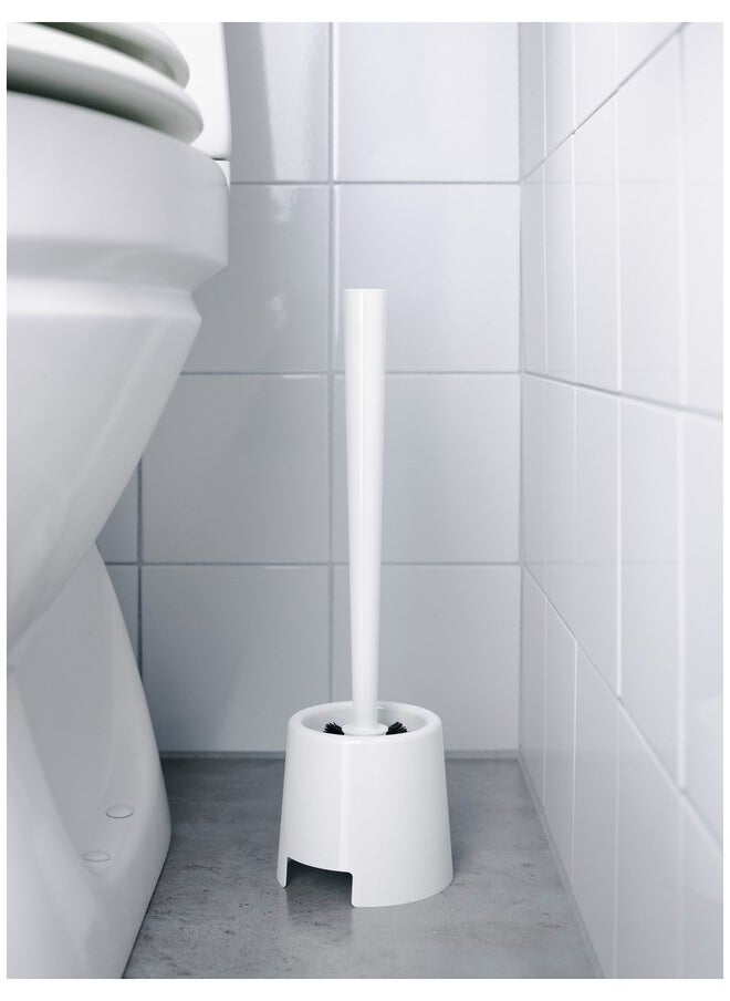 Generic 2 Piece Toilet Bowl Brush Cleaner With Holder White Polypropylene  - Image 3