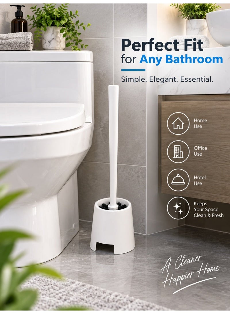 2 Piece Toilet Bowl Brush Cleaner With Holder White Polypropylene - Image 2