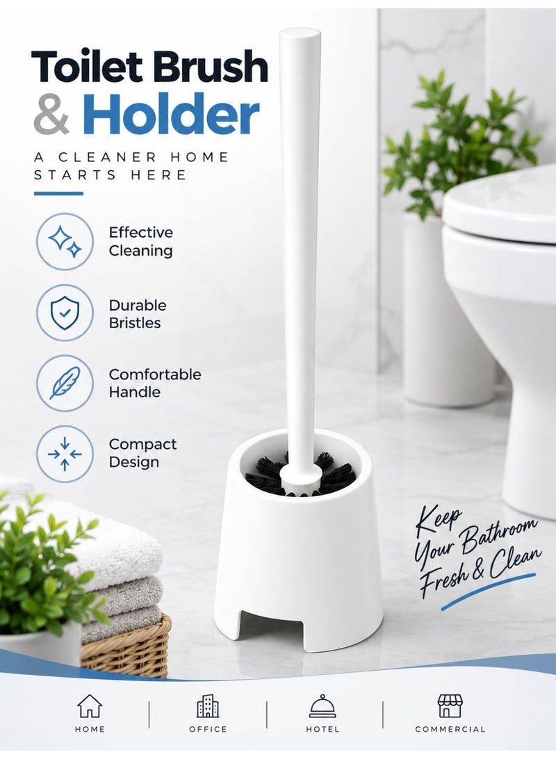2 Piece Toilet Bowl Brush Cleaner With Holder White Polypropylene - Image 5