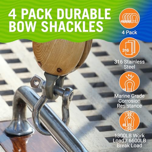 Better Boat Premium Stainless Steel DRing Shackles Marine Grade 4Pack 516 Mini Bow or Clevis Anchor Shackle for Boat Sailboat Chain Rigging Clasp - Image 3