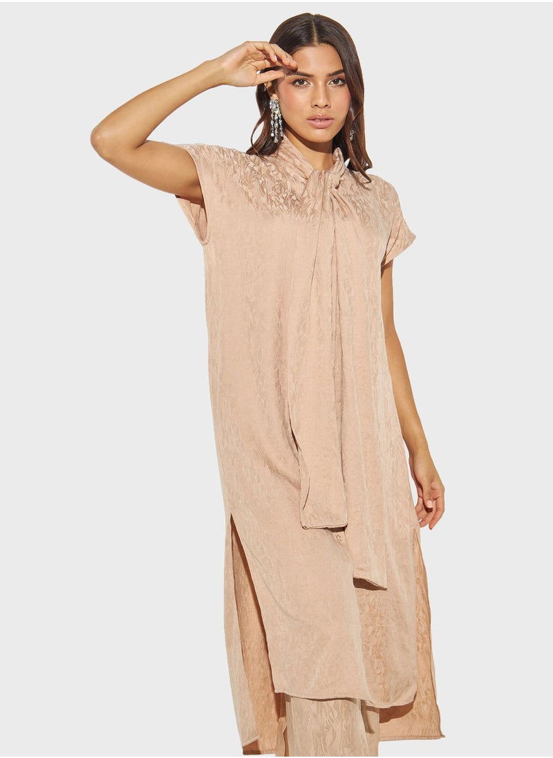 Iconic - Tie Button Detail Tunic - Image 1