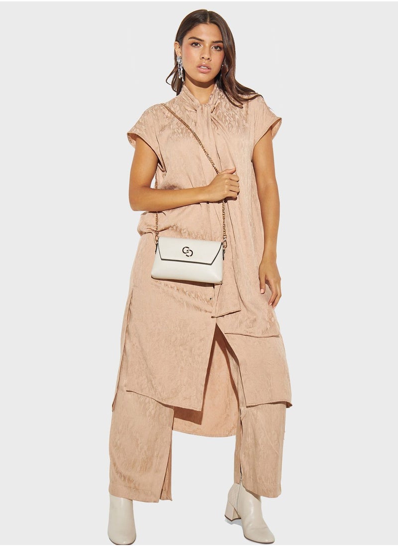 Iconic - Tie Button Detail Tunic - Image 1