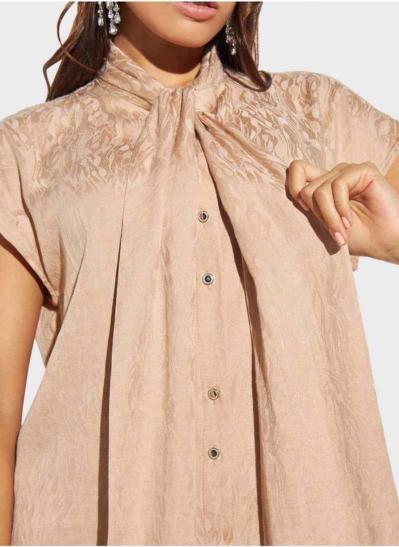 Iconic - Tie Button Detail Tunic - Image 1