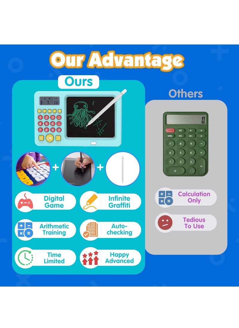 LCD Writing Tablet Toy for Kids Math Games for Kids 6 7 8, Electronic Math Games Toys for Learning Math, Birthday Gifts for Boys Girls Blue  - Image 2