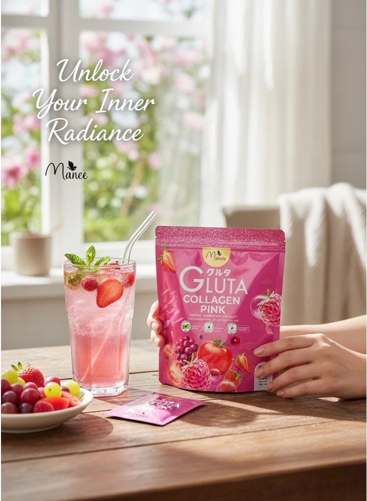 Gluta Manee Gluta Collagen Pink Dietary Supplement with L-Glutathione, Collagen Peptide & Acerola Cherry - Image 2