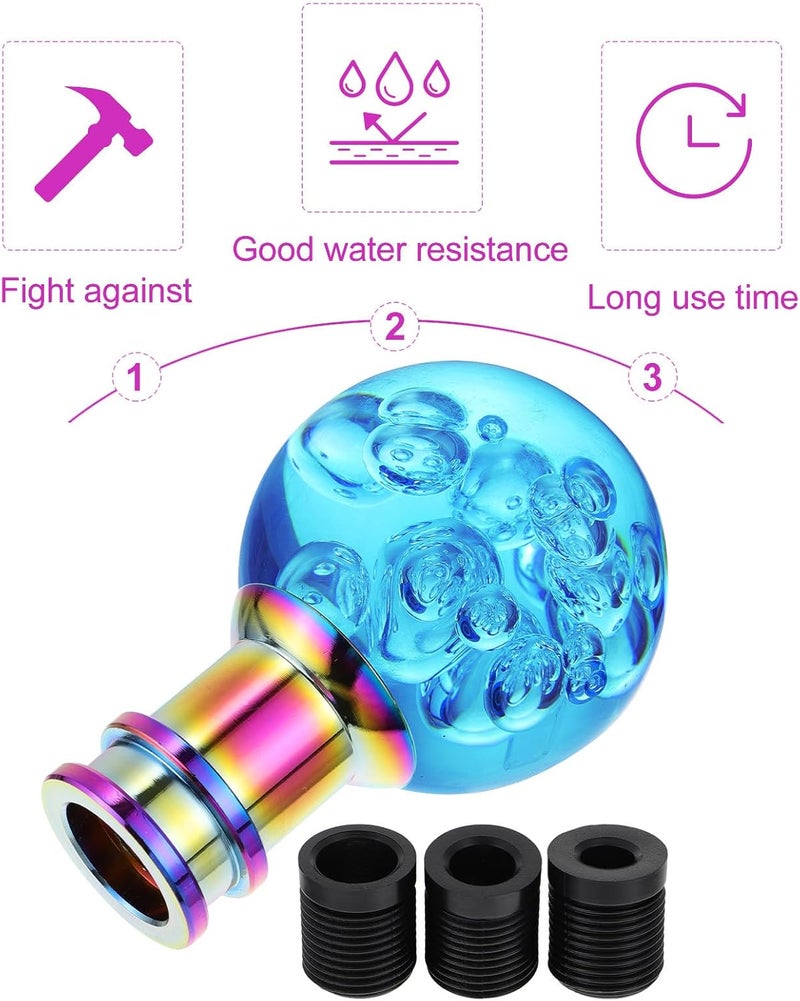Healeved Car Acrylic Gear Shift Knob with 3pcs M8 M10 Threaded Adapters, Round Manual Gear Stick Handle for Automotive Interior Upgrades - Image 5