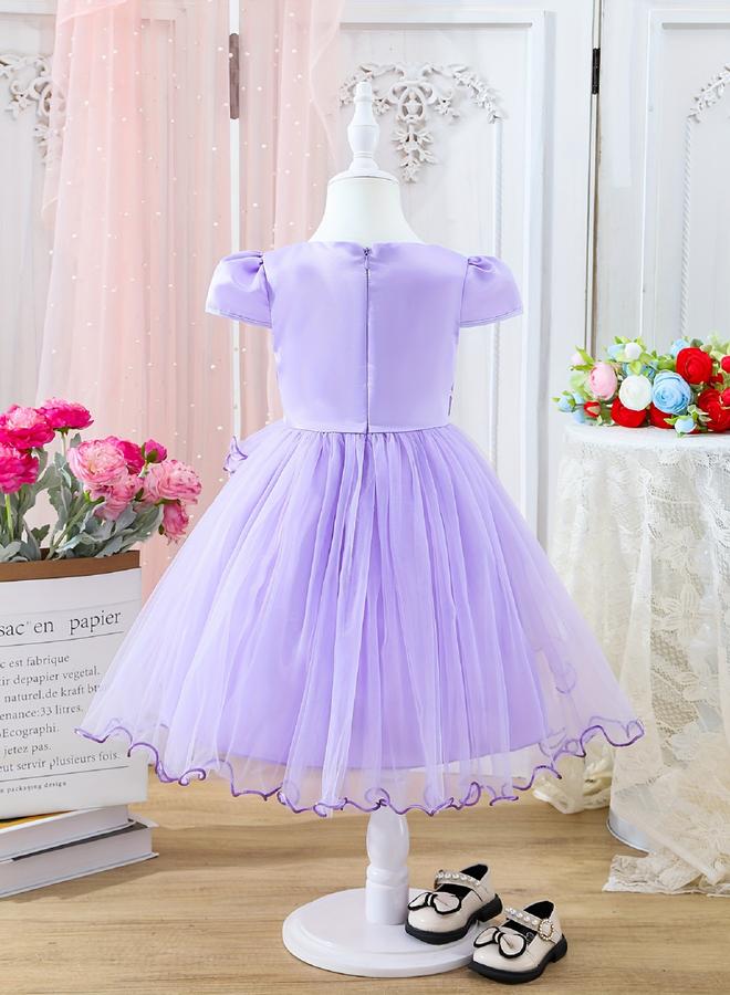 Take Two Graphic Print Bow Detail Ruffle Hem Knee Length Dress - Image 2