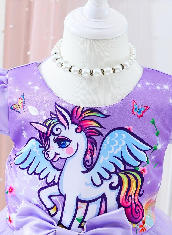 Take Two Graphic Print Bow Detail Ruffle Hem Knee Length Dress - Image 3