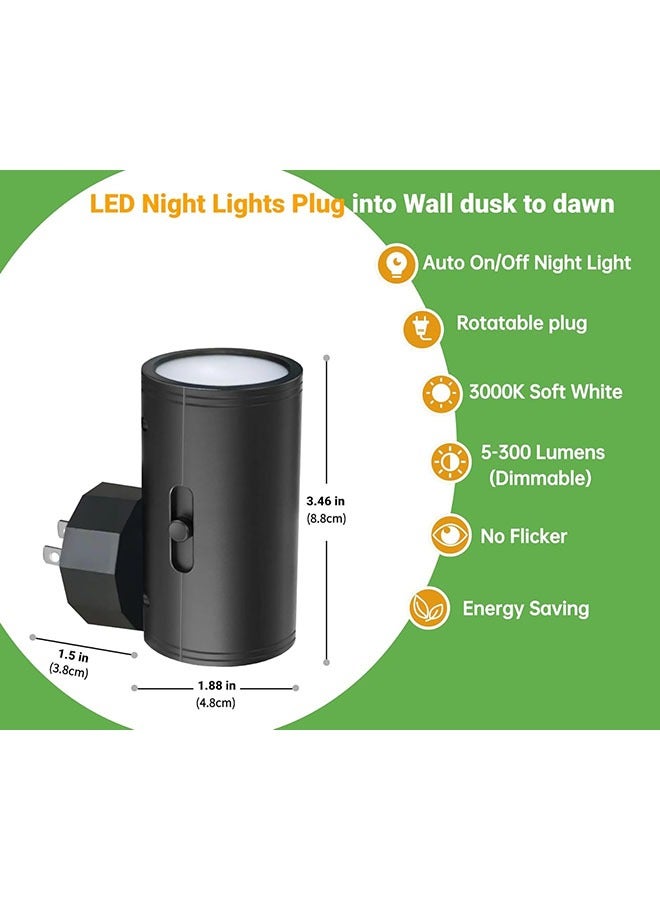 عربست إضاءة الليل LED توصيل إلى الجدار, غسق إلى الفجر مستشعر, 5-300LM سطوع قابل للتعديل, ناعم أبيض 3000K, إضاءة الليل القابلة للتخفيف للمطبخ, غرفة نوم الممر, الدرج, حزمة 2 - Image 2