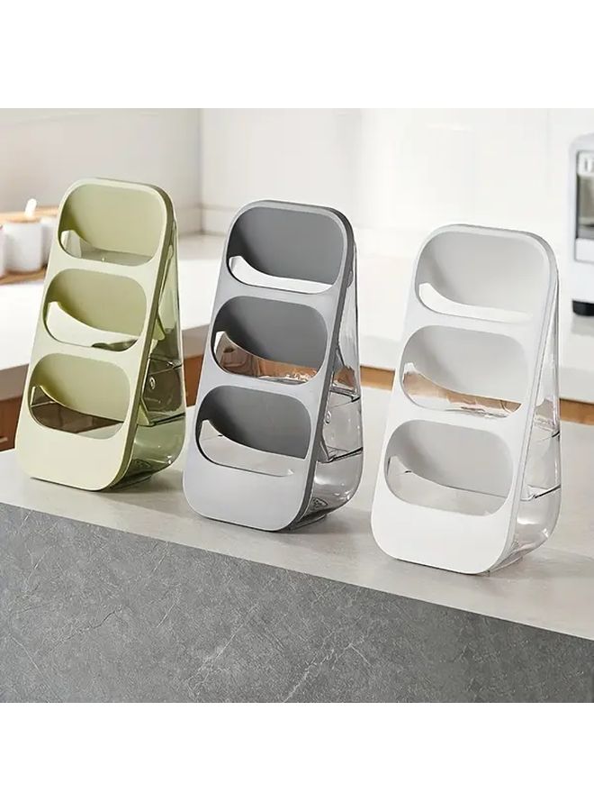 Grey 3 Tier Plastic Utensil Holder Space Saving Wall Mounted Kitchen Organizer - Image 4