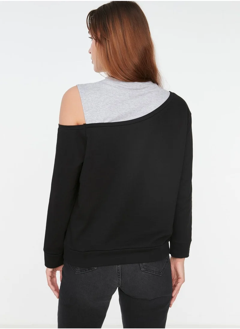 trendyol Boat Neck Knitted Sweatshirt