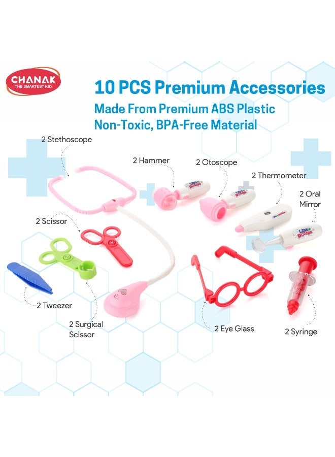 Chanak Premium Doctor Set Suitcase for Kids, Doctor Set with LED Light Instruments, Pretend Play Doctor Set for Kids Above 3 Years, 10 Piece Doctor Kit for Boys & Girls - Image 5