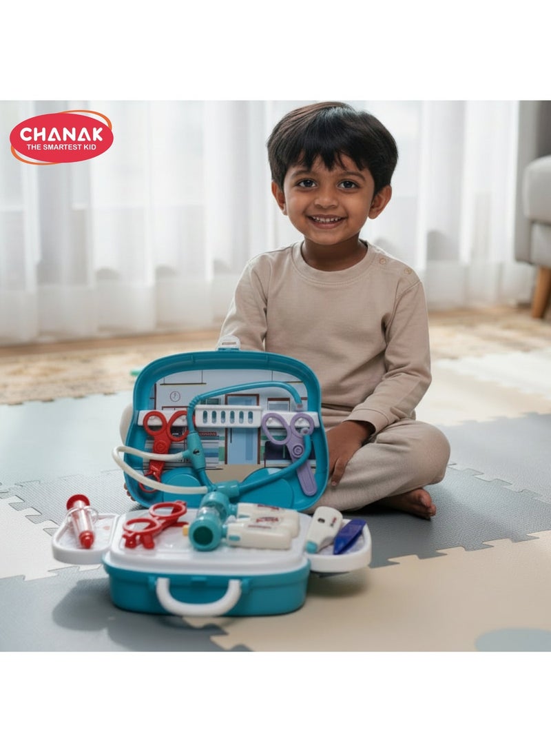 Chanak Premium Doctor Set Suitcase for Kids, Doctor Set with LED Light Instruments, Pretend Play Doctor Set for Kids Above 3 Years, 10 Piece Doctor Kit for Boys & Girls - Image 1