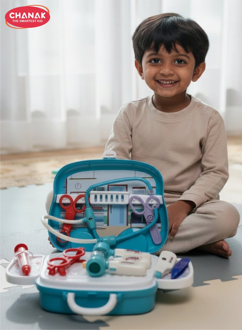 Chanak Premium Doctor Set Suitcase for Kids, Doctor Set with LED Light Instruments, Pretend Play Doctor Set for Kids Above 3 Years, 10 Piece Doctor Kit for Boys & Girls - Image 1