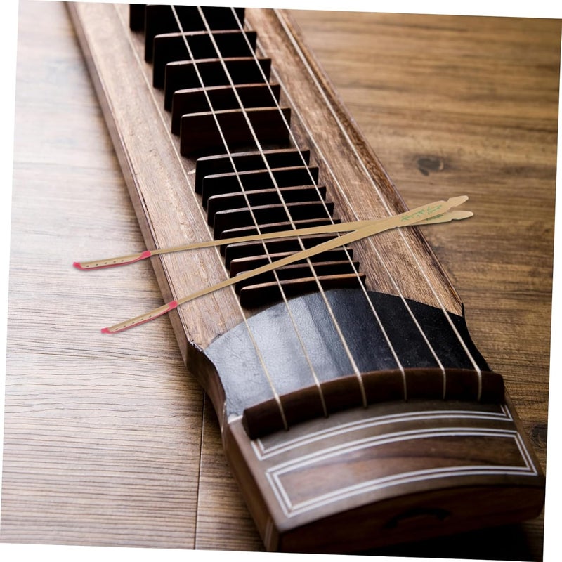 2pcs Chinese Yangqin Hammer Sticks Red Wood Dulcimer Mallets for Performance and Practice Artistic Percussion Accessories Green Bamboo Pattern - Image 5