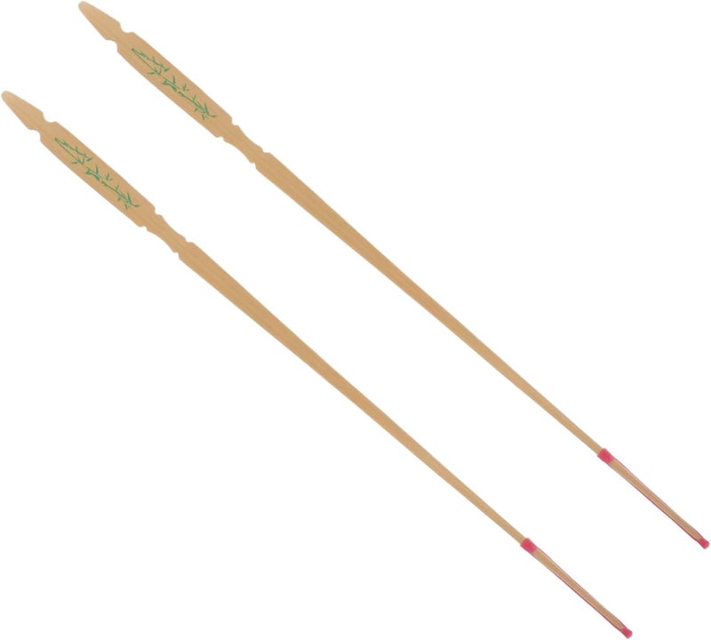2pcs Chinese Yangqin Hammer Sticks Red Wood Dulcimer Mallets for Performance and Practice Artistic Percussion Accessories Green Bamboo Pattern - Image 1